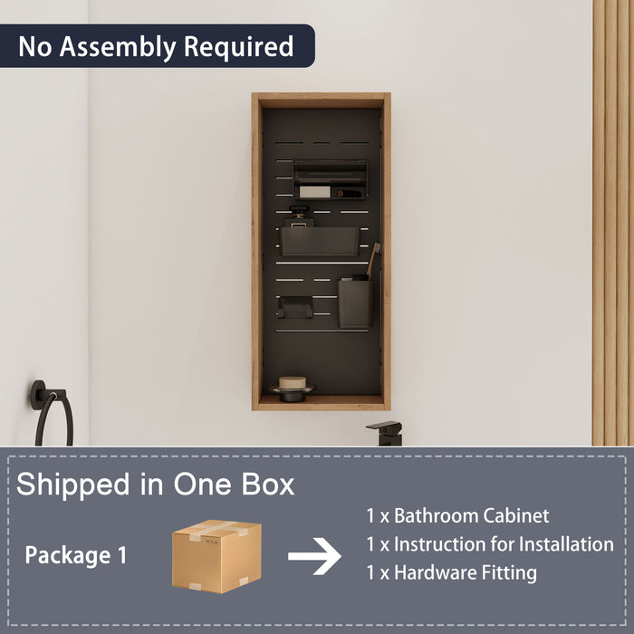 Wall Mounted Storage Cabinet With 4 Diy Accessories - Imitative Oak Home Essentials