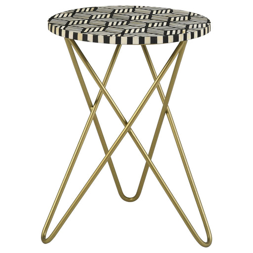 Top Accent Table With Mosaic Design, Circular Tabletop - Gold Furniture Max