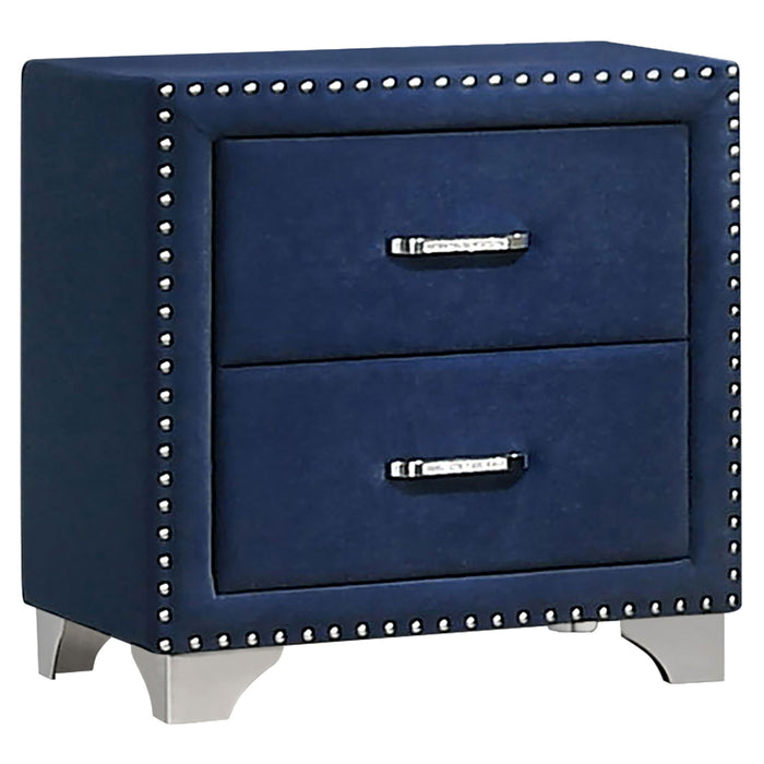 Upholstered 2 Drawer Nightstand With Accents Furniture Max
