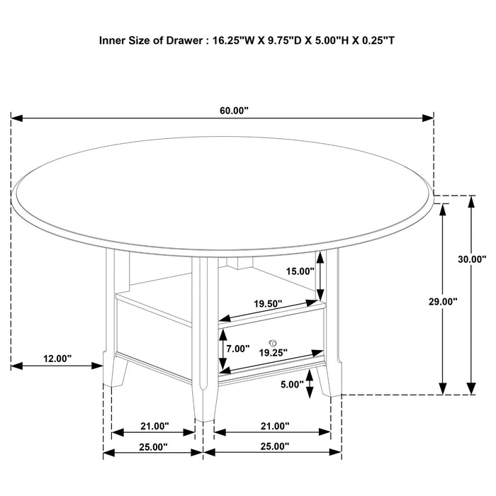 Fulton - Round Dining Table With Drawer - Dark Brown Furniture Max