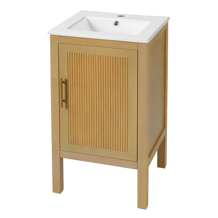 Bathroom Cabinet With Sink, Adjustable Shelf, Soft Closing Hinges - Natural Wood Hearth and Haven