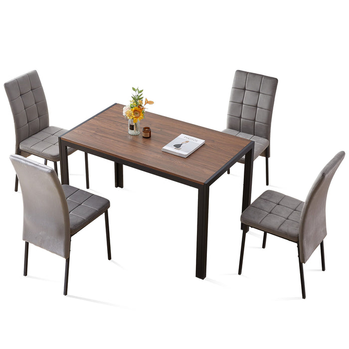 5 Piece Dining Set Including High Back Nordic Dining Chair & Creative Design Dining Table