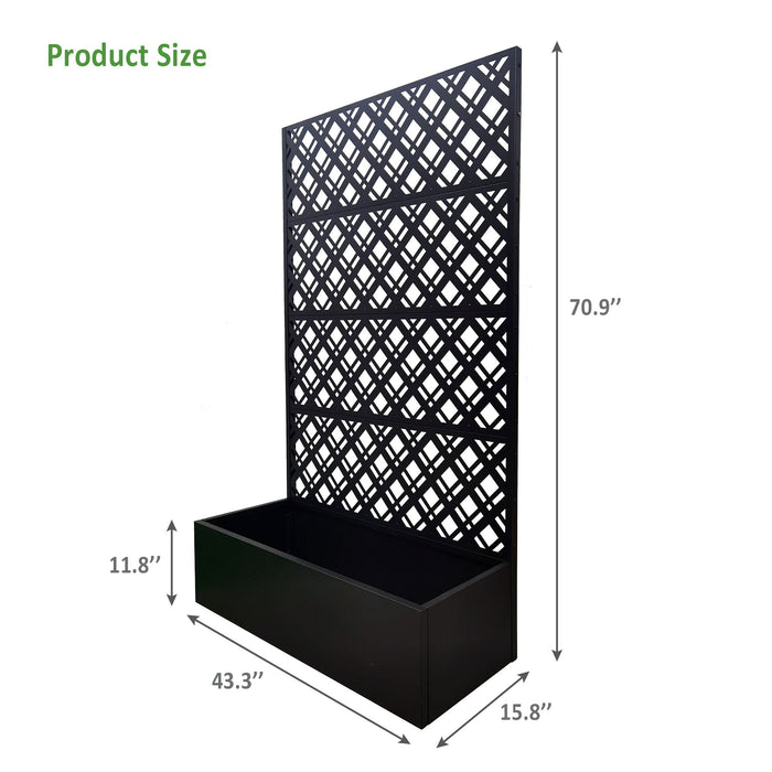 Rhombus Planter Raised Garden Bed With Trellis For Climbing Plants - Black Daily Nest