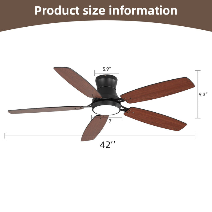 42" Ceiling Fan With Light, Tri Color Dimmable, DC Motor, 5 Blades Daily Nest