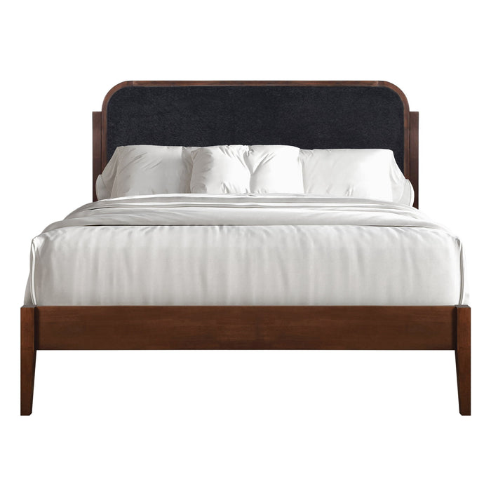 Hawthorne - 5/0 Queen Platform Bed With Chair arcoal Upholstered Headboard - Brown