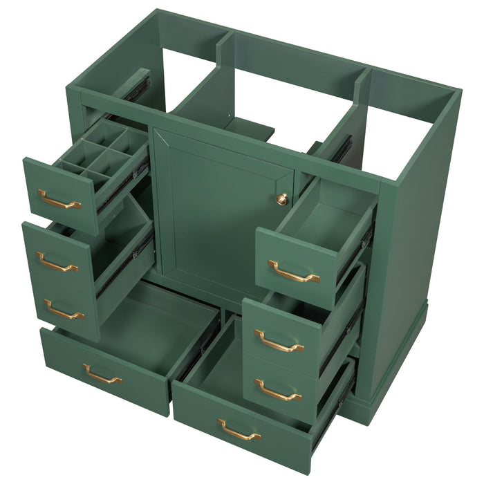 Modern Bathroom Vanity Base Only, 6 Drawer Storage With Adjustable Shelf Hearth and Haven