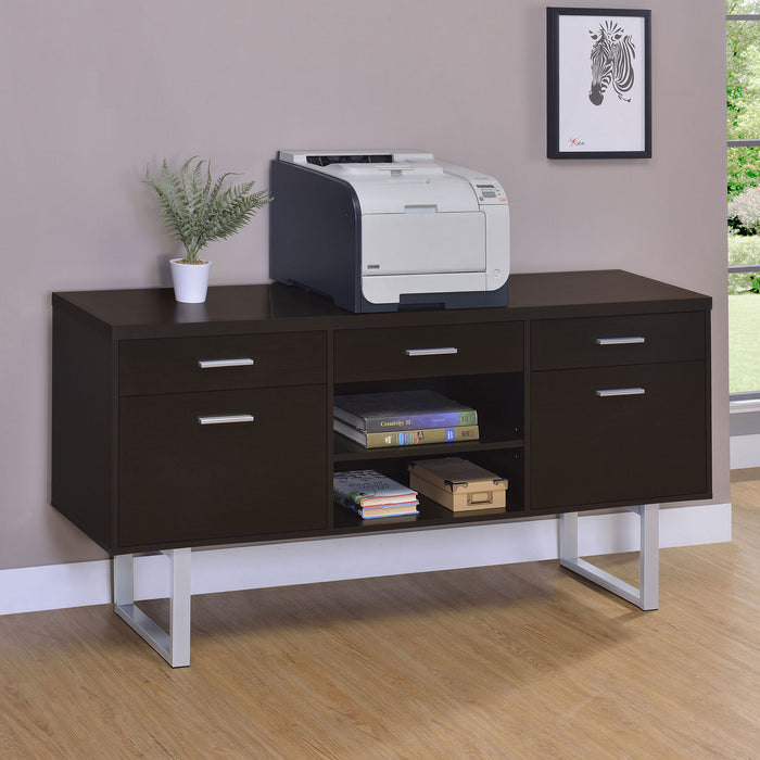 5 Drawer Credenza With Open Shelving - Cappuccino