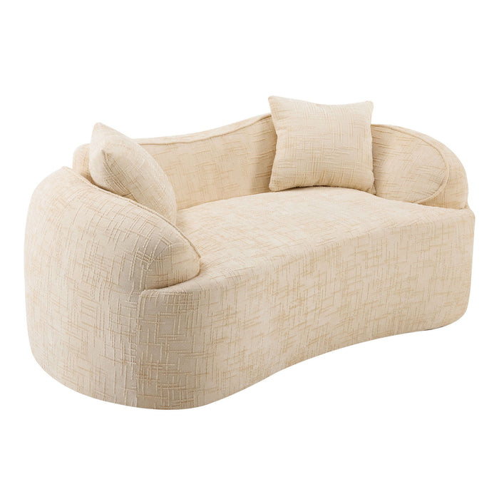 Curved 2 Person Compress Sofa With Armrests, Includes Pillows Home Essentials