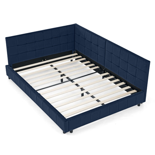 Mid-Century Storage Upholstered Tufted Bed Frame With Backrest And Armrests Home Essentials