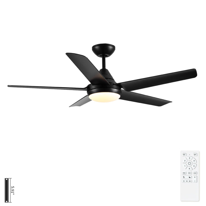 Ceiling Fan With Lights And Remote Control, Reversible DC Motor, 6 Speeds, 3 Cct Dimmable LED, Quiet Timer For Indoor - Black Daily Nest