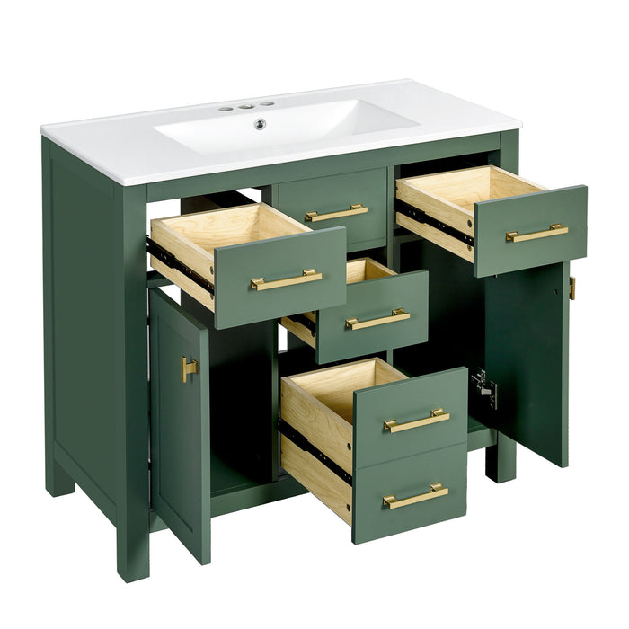 Bathroom Vanity With Sink, Cabinet With 4 Drawers & 2 Soft Close Doors, Rectangular Storage Unit For Bathroom Hearth and Haven