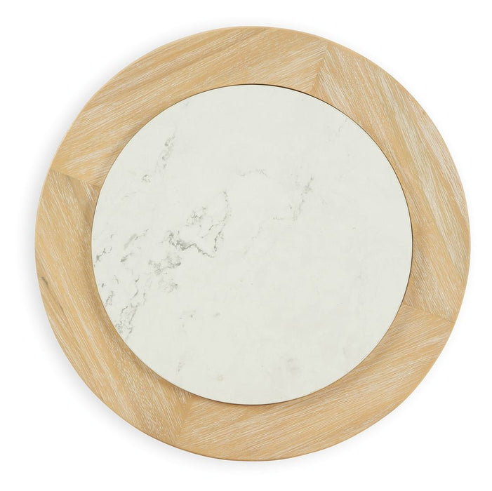 Camdill - Round End Table - Light Brown / White Signature Design by Ashley®