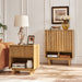 Sideboard Buffet Cabinet With Grille Slat Design With 3 Doors And Adjustable Shelves Home Essentials