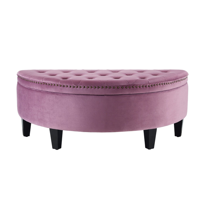 Velvet Tufted Half Circle Storage - Mauve / Black