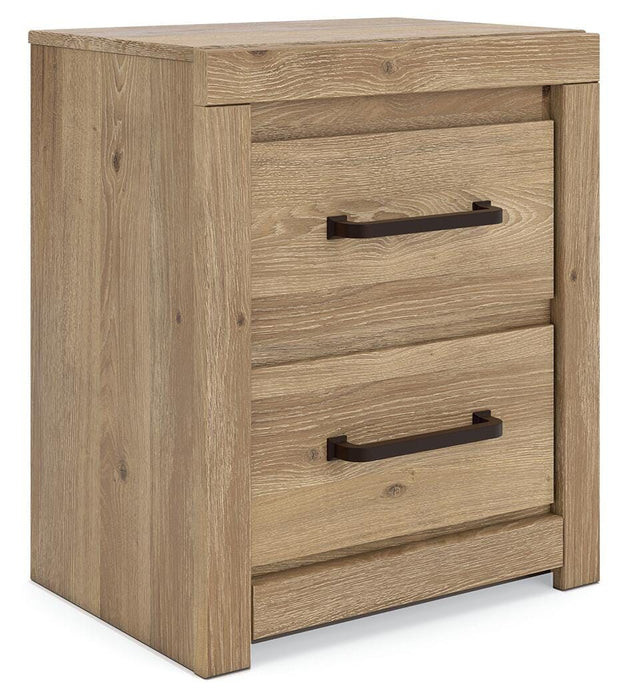 Brozmont - Two Drawer Night Stand - Tan Benchcraft®