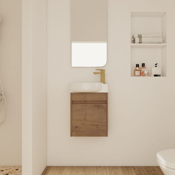 Modern Bathroom Vanity With Ceramic Basin, Wall Mounted Floating Sink Combo, Storage Cabinet Home Essentials