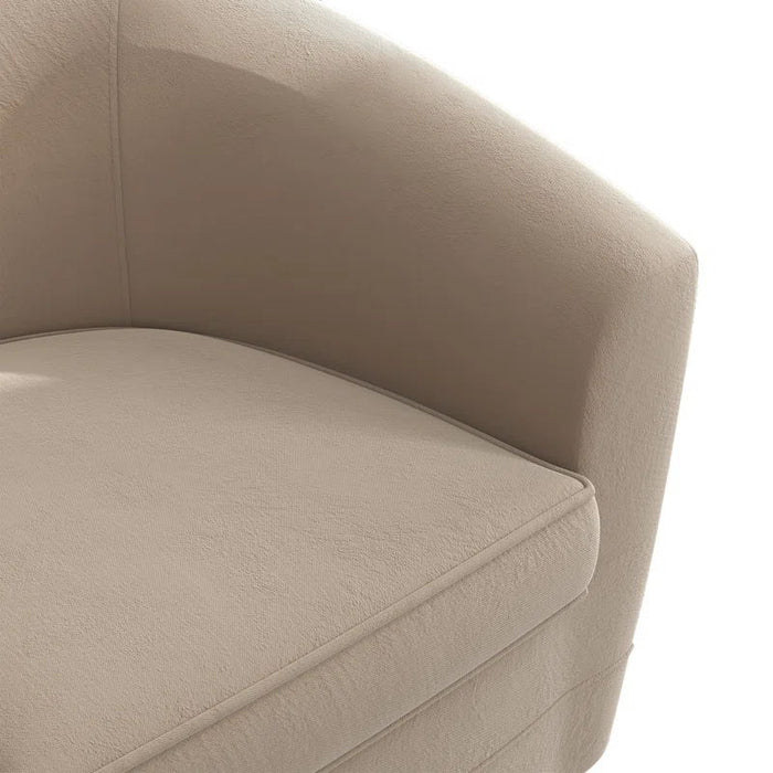 Upholstered Swivel Barrel Chair With Ottoman - Beige