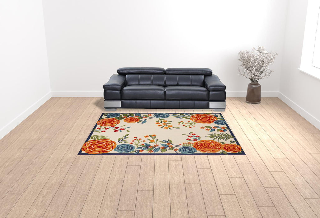 8' X 11' Floral Stain Resistant Non Skid Area Rug - Multicolor