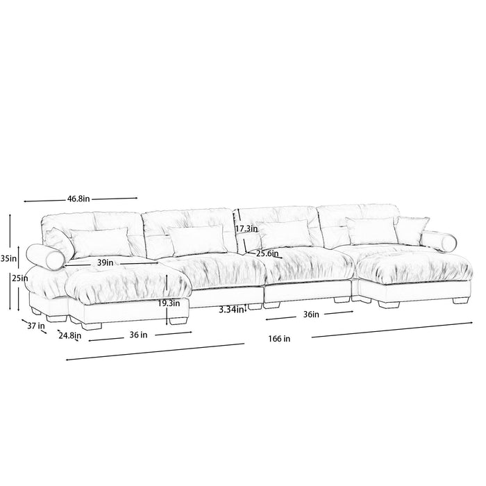 Super Comfort Oversized Modular Sectional Sofa With Movable Ottoman Home Essentials