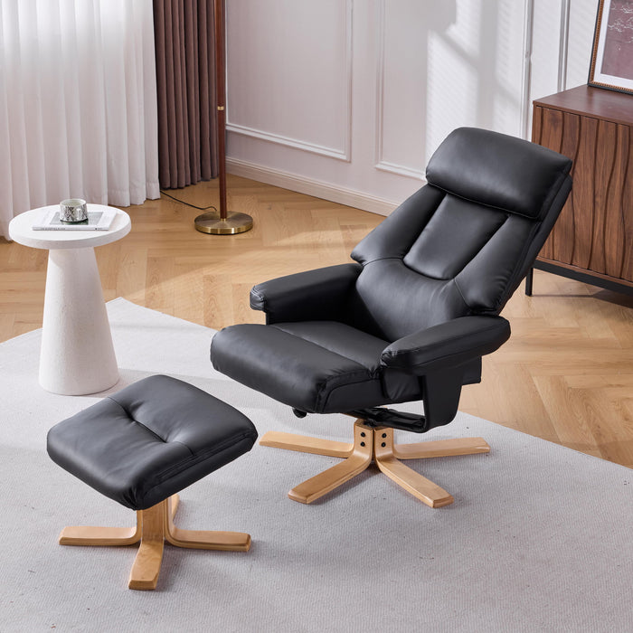 Upholstered Heated Massage 360° Swivel Accent Chair With Ottoman Home Essentials