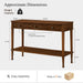 Console Table With Reeded Diamond Pattern Drawer Fronts, Open Storage Shelf For Living Room - Walnut Home Essentials