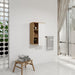 Wall Mounted Bathroom Side Cabinet, Single Door With 3 Tier Open Shelves - Black / Light Oak / White Home Essentials