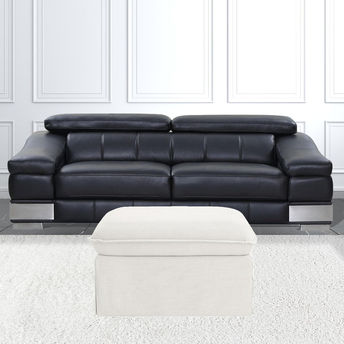 Linen Ottoman - White