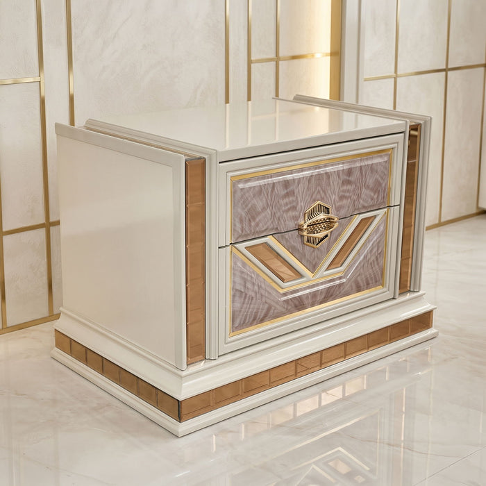 Omari - 2 Drawer Nightstand - Beige Matrix Furniture Group