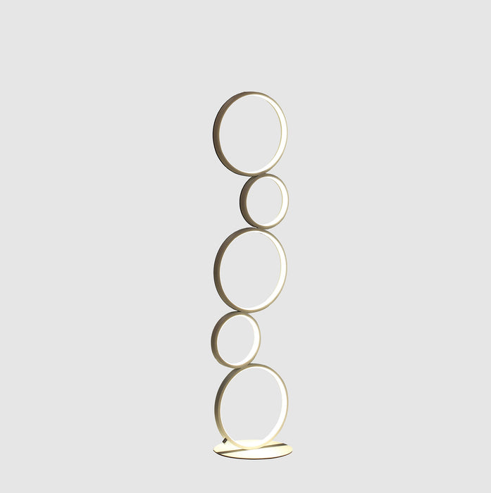 Metal Five Circle Geometric Sculpture LED Table Lamp - White