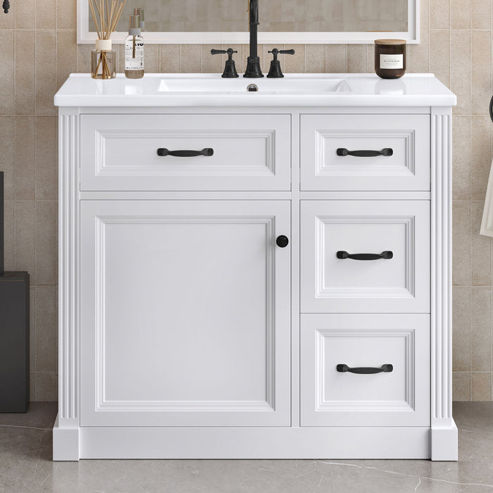 Modern Bathroom Vanity With Sink, 4 Drawers, Soft-Close Door, Adjustable Shelf Hearth and Haven