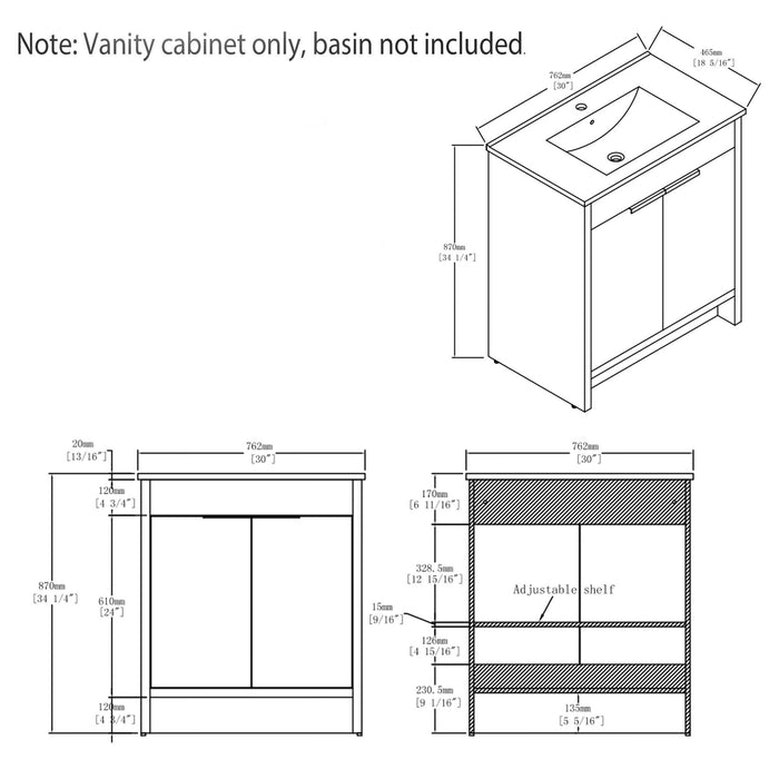 Freestanding Bathroom Vanity Cabinet With Soft Close Doors, Cabinet Only Home Essentials