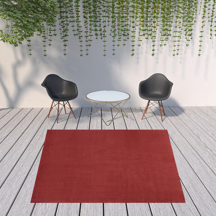 9' X 9' Square Non Skid Indoor / Outdoor Area Rug - Brick Red