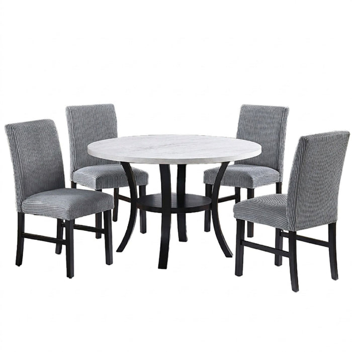 Elegant 5 Piece Dining Set Dark Chairs Top Table With Lower Shelf Kitchen Dining Room Home Essentials