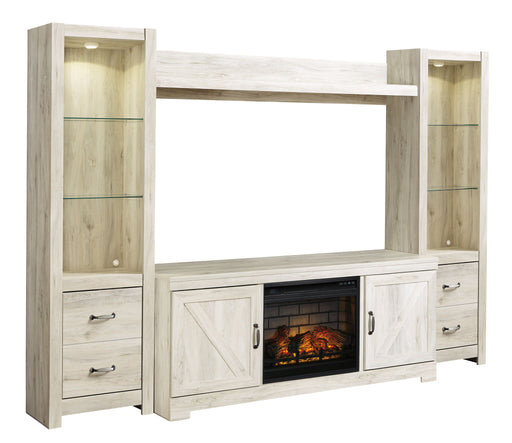 Bellaby - Entertainment Center - TV Stand With Faux Firebrick Fireplace Insert - Whitewash Signature Design by Ashley®