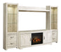 Bellaby - Entertainment Center - TV Stand With Faux Firebrick Fireplace Insert - Whitewash Signature Design by Ashley®