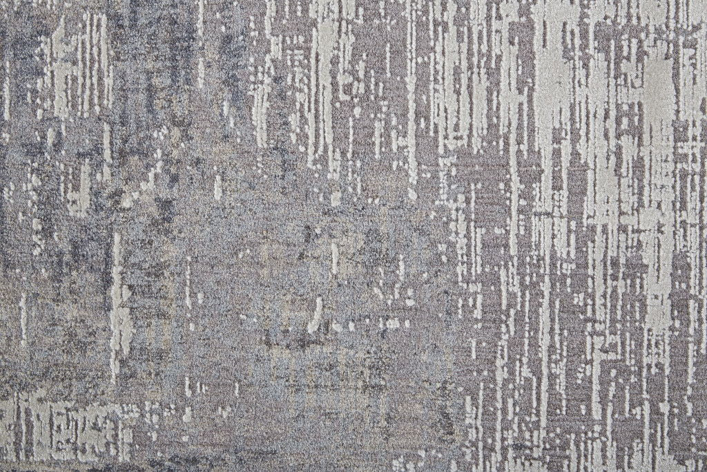 Abstract Power Loom Distressed Stain Resistant Area Rug - Taupe Tan And Blue - 12' X 15'