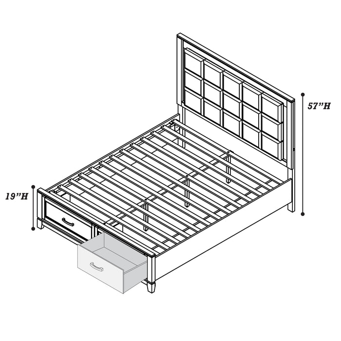 Upholstered Headboard Platform Bed With LED Lighting And Underbed Drawers Home Essentials