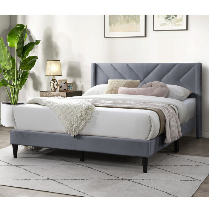 Elegant Bed With Upholstered Headboard, Platform Base Home Essentials