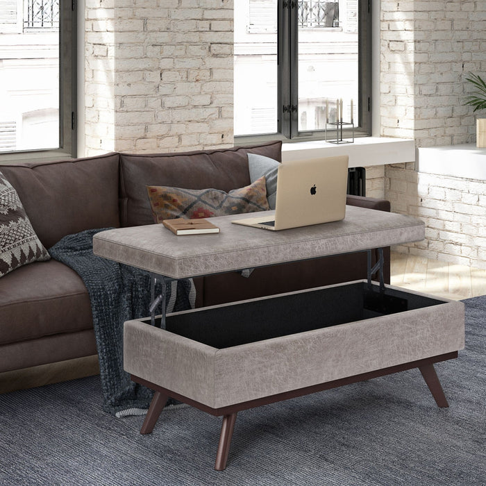Owen - Lift Top Large Coffee Table Storage Ottoman, Mid Century Style Simpli-Home