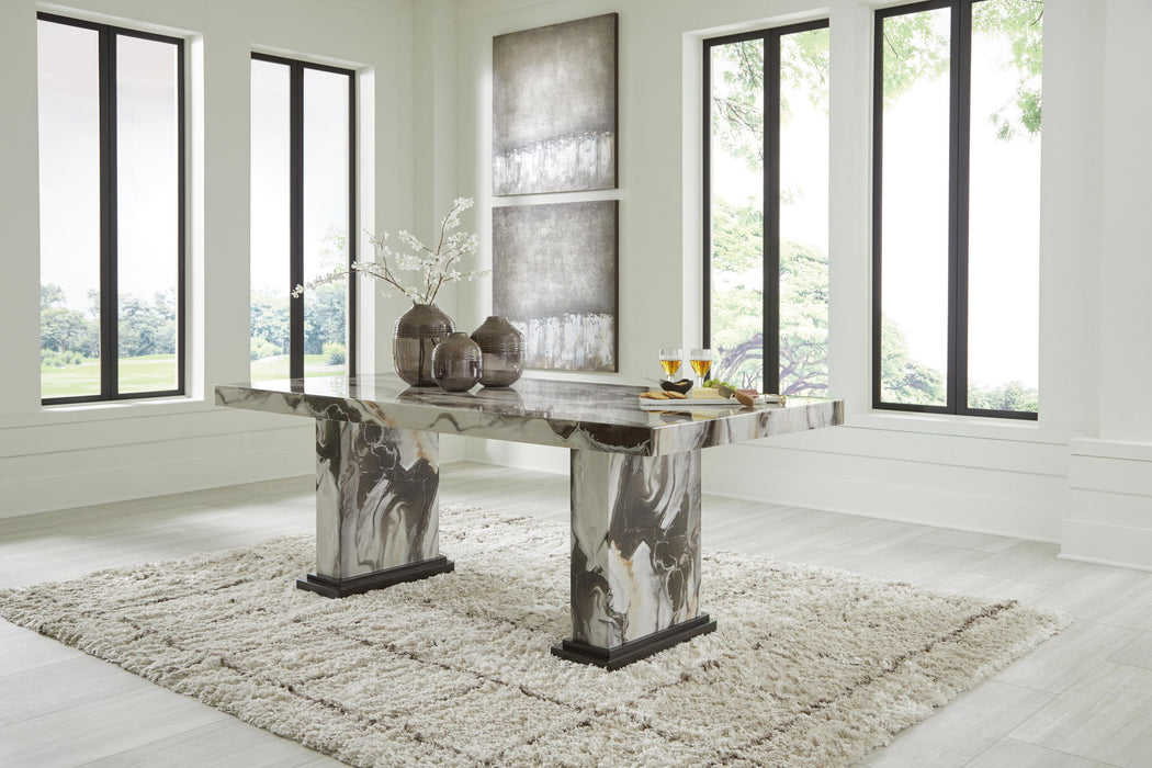 Jeshina - Dining Table - Dark Brown / Beige Signature Design by Ashley®