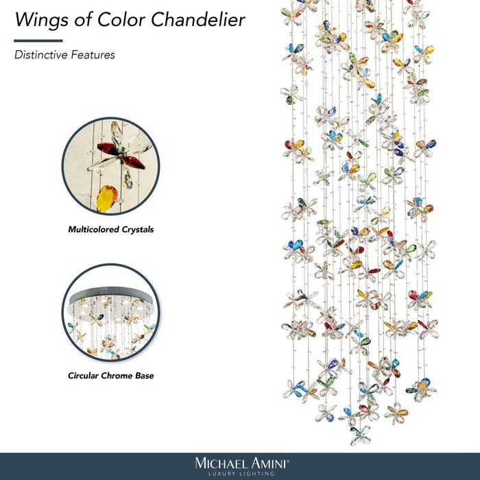 Michael Amini Lighting - Wings Of Color Crystal LED Chandelier - Clear Michael Amini