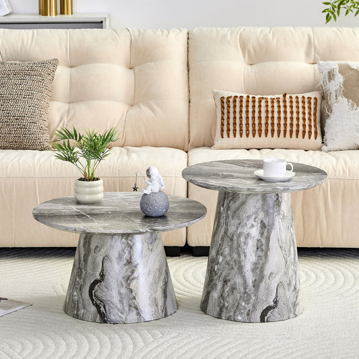 Nested Coffee Table Set, Round Design For Living Room - Gray Home Essentials
