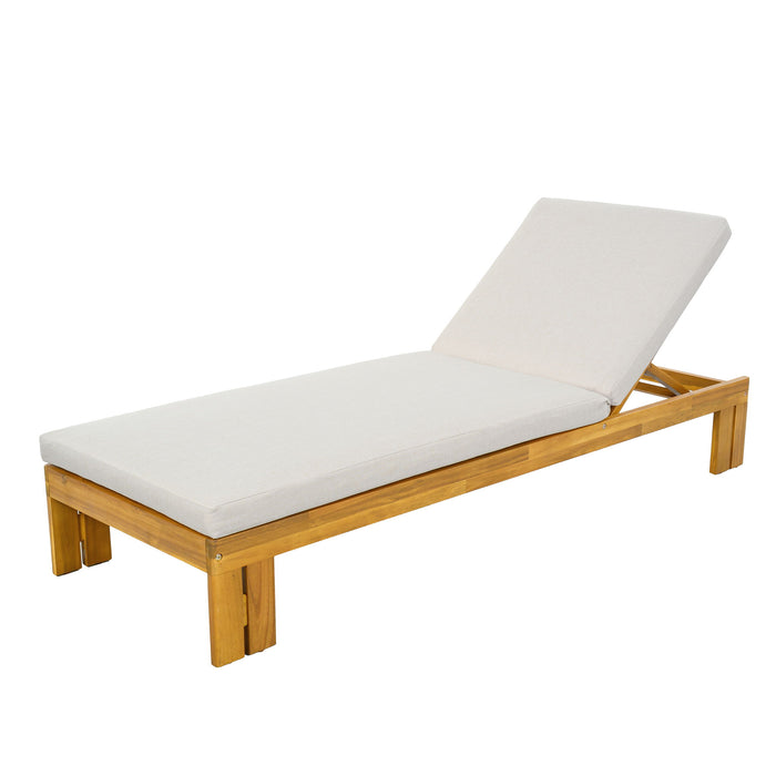 Outdoor Chaise Lounge With 5 Position Adjustable Backrest Noble House