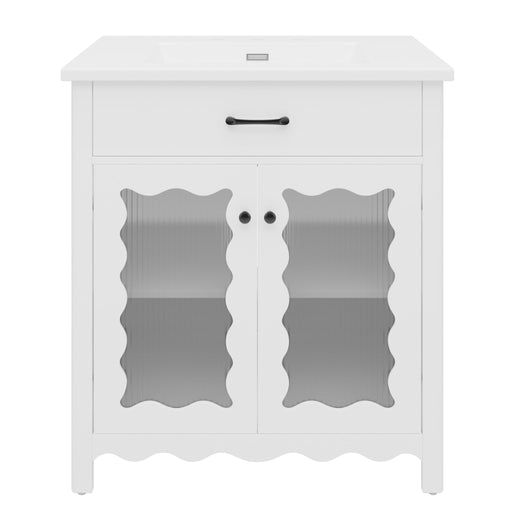 Modern Bathroom Vanity With Tempered Glass Doors Noble House