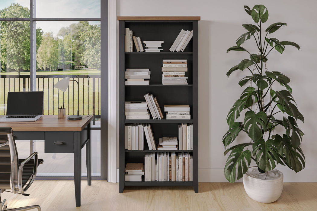 High 5 Shelf Bookcase - Black / Whiskey Home Essentials