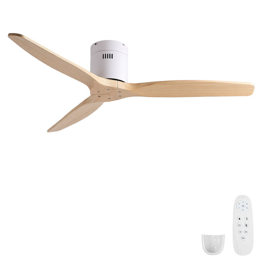 Low Profile Flush Ceiling Fan Without Light - Matte White / White Daily Nest
