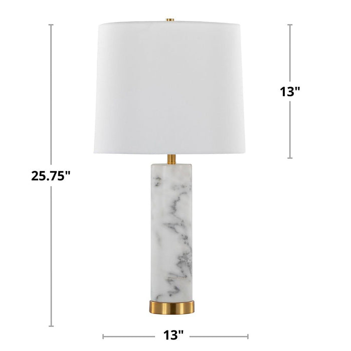Marabella - Contemporary Marble Table Lamp (Set of 2) - Brass / White Lumi Source