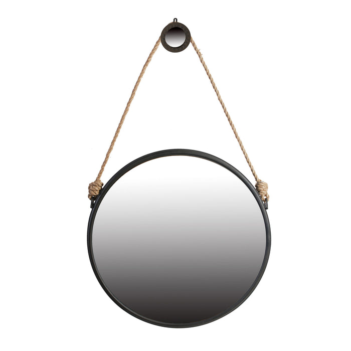 Handsome Cleveland Mirror With Rope Strap Contemporary Design Circle Mirror With Round Metal Frame For Wall Decor Daily Nest
