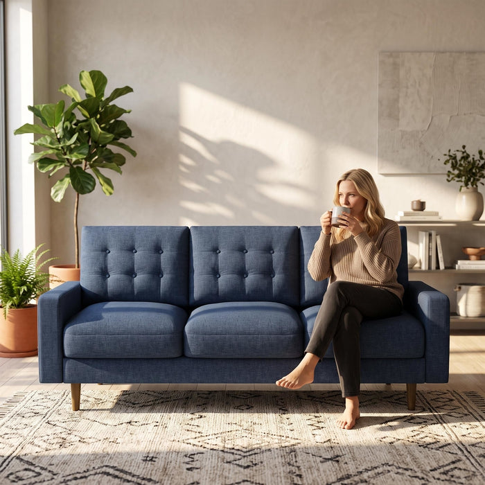 3 Seat Sofa Couch With Tufted Back Upholstered Couch For Living Room US Pride