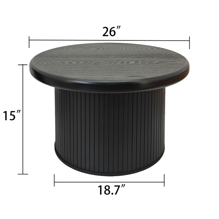 Fluted Cylinder Side Tables, Round End Tables For Living Room (Set of 2) - Black Home Essentials